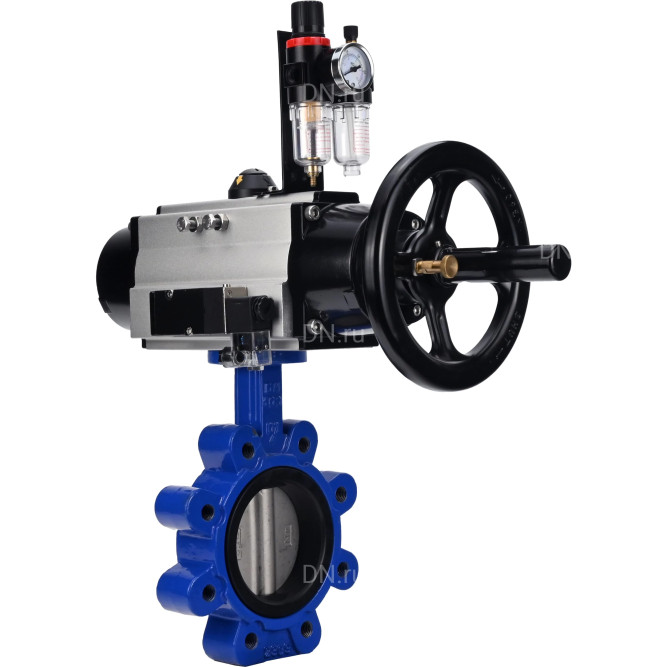 Затвор дисковый поворотный WBV1631E-2W-Fb-H Ду125 Ру16 LUG корпус - чугун QT450, диск - нержавеющая сталь 304, уплотнение - EPDM, с пневмоприводом PA-DA-105-1, пневмораспределителем 4M310-08 DC24V и БПВ AFC2000 в Алматы
