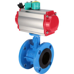 Затвор дисковый поворотный WBV1331E-2W-F-H Ду65 Ру16 корпус - чугун GGG40, диск - нержавеющая сталь 304, уплотнение - EPDM, с пневмоприводом PA-DA-105, пневмораспределителем 4M310-08 AC220V и магнитным переключателем ALS200D