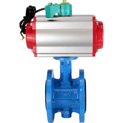 Затвор дисковый поворотный WBV1331E-2W-F-H Ду65 Ру16 корпус - чугун GGG40, диск - нержавеющая сталь 304, уплотнение - EPDM, с пневмоприводом PA-DA-105, пневмораспределителем 4M310-08 AC220V и магнитным переключателем ALS200D