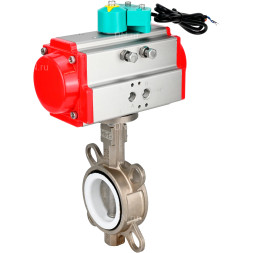 Затвор дисковый поворотный WBV3131P-2W-Fb-H Ду50 Ру16 корпус - нержавеющая сталь 304, диск - нержавеющая сталь 304, уплотнение - PTFE, с пневмоприводом PA-DA-065 и магнитным переключателем ALS200D