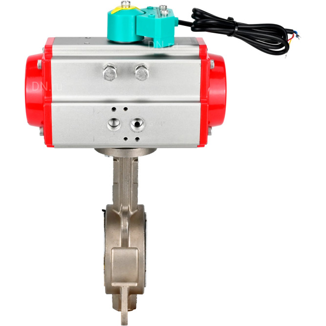 Затвор дисковый поворотный WBV3131P-2W-Fb-H Ду50 Ру16 корпус - нержавеющая сталь 304, диск - нержавеющая сталь 304, уплотнение - PTFE, с пневмоприводом PA-DA-065 и магнитным переключателем ALS200D в Алматы