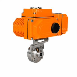 Затвор дисковый поворотный WBV3131S-2W-C-H Ду50 Ру10 кламповый, корпус - пищевая нержавеющая сталь 304, уплотнение - Silicon, с электроприводом QT-N-005EM-A1-220VAC-У1 c датчиком обратной связи и входным управляющим сигналом 4-20мА HARK
