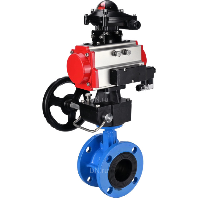 Затвор дисковый поворотный WBV1313E-2W-F-H Ду50 Ру16 фланцевый, корпус - чугун GGG40, диск - чугун GGG40, EPDM, с пневмоприводом PA-DA-105, пневмораспределителем 4M310-08 AC220V, БКВ APL-210N и ручным дублером MON1-250-T26-ISO в Алматы