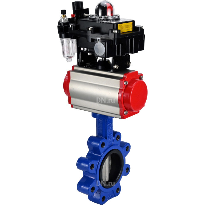 Затвор дисковый поворотный WBV1631E-2W-Fb-H Ду125 Ру16 LUG корпус - чугун QT450, диск - нержавеющая сталь 304, уплотнение - EPDM, с пневмоприводом PA-DA-105, пневмораспределителем 4M310-08 DC24V, БКВ APL-410N EX и БПВ AFC2000 в Алматы