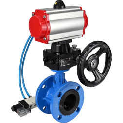 Затвор дисковый поворотный WBV1313E-2W-F-H Ду50 Ру16 фланцевый, корпус - чугун GGG40, диск - чугун GGG40, EPDM, с пневмоприводом PA-DA-105, пневмораспределителем 4V320-08 AC220V и ручным дублером MON1-250-T26-ISO