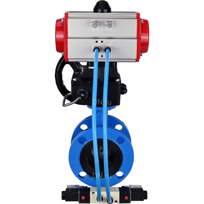 Затвор дисковый поворотный WBV1313E-2W-F-H Ду50 Ру16 фланцевый, корпус - чугун GGG40, диск - чугун GGG40, EPDM, с пневмоприводом PA-DA-105, пневмораспределителем 4V320-08 AC220V и ручным дублером MON1-250-T26-ISO в Алматы