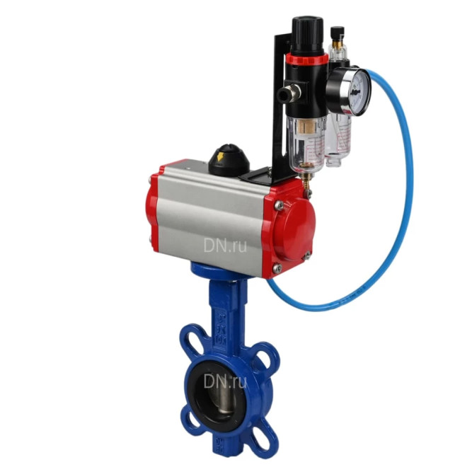 Затвор дисковый поворотный WBV1413E-2W-Fb-H Ду40 Ру16, корпус - чугун GGG50, диск - чугун GGG40, уплотнение - EPDM, с пневмоприводом PA-DA-052 двойного действия, пневмораспределителем 4M310-08 DC24V, БПВ AFC2000 в Алматы