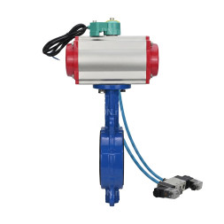 Затвор дисковый поворотный WBV1432N-2W-Fb-H Ду50 Ру16 корпус - чугун GGG50, диск - нержавеющая сталь 316L, уплотнение - NBR, с пневмоприводом PA-SA-083, пневмораспределителем 4V320-08 AC220V и магнитным переключателем ALS200D