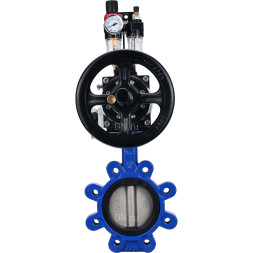 Затвор дисковый поворотный WBV1631E-2W-Fb-H Ду150 Ру16 LUG корпус - чугун QT450, диск - нержавеющая сталь 304, уплотнение - EPDM, с пневмоприводом PA-DA-105-1, пневмораспределителем 4M310-08 DC24V и БПВ AFC2000