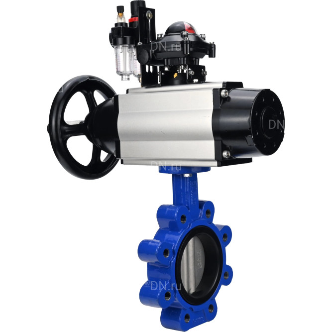 Затвор дисковый поворотный WBV1631E-2W-Fb-H Ду150 Ру16 LUG корпус - чугун QT450, диск - нержавеющая сталь 304, уплотнение - EPDM, с пневмоприводом PA-DA-105-1, пневмораспределителем 4M310-08 AC220V, БКВ APL-210N и БПВ AFC2000 в Алматы
