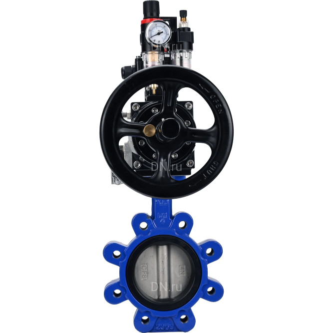 Затвор дисковый поворотный WBV1631E-2W-Fb-H Ду150 Ру16 LUG корпус - чугун QT450, диск - нержавеющая сталь 304, уплотнение - EPDM, с пневмоприводом PA-DA-105-1, пневмораспределителем 4M310-08 AC220V, БКВ APL-210N и БПВ AFC2000 в Алматы