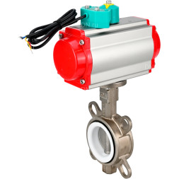 Затвор дисковый поворотный WBV3131P-2W-Fb-H Ду65 Ру16 корпус - нержавеющая сталь 304, диск - нержавеющая сталь 304, уплотнение - PTFE, с пневмоприводом PA-DA-065 и магнитным переключателем ALS200D