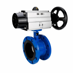 Затвор дисковый поворотный WBV1331E-2W-F-H Ду100 Ру16 фланцевый, корпус - чугун GGG40, диск - нержавеющая сталь 304, уплотнение - EPDM, с пневмоприводом PA-DA-105-1