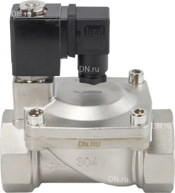 Клапан электромагнитный VS431-VT-NC-24VDC 1 1/2″ Ду40 Ру16, соленоидный двухходовой, корпус - нержавеющая сталь 304, уплотнение - Viton, резьбовой, нормально-закрытый, пилотный, катушка - 24В в Алматы