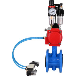 Затвор дисковый поворотный WBV1313E-2W-F-H Ду200 Ру16 фланцевый, корпус - чугун GGG40, диск - чугун GGG40, уплотнение - EPDM, с пневмоприводом PA-DA-140, пневмораспределителем 4V320-08 AC220V и БПВ AFC2000