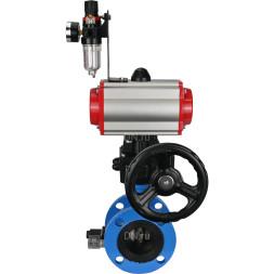 Затвор дисковый поворотный WBV1313E-2W-F-H Ду150 Ру16 фланцевый чугун GGG40, диск - чугун GGG40, EPDM, с пневмоприводом PA-DA-130, пневмораспределителем 4V320-10 AC220V, ручным дублером MON1-250-T26-ISO и БПВ AFC2000
