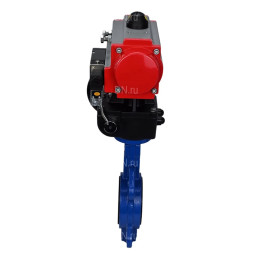 Затвор дисковый поворотный WBV1432E-2W-Fb-H Ду100 Ру16, корпус - чугун GGG50, диск - нержавеющая сталь 316L, уплотнение - EPDM, с пневмоприводом PA-DA-083, пневмораспределителем 4M310-08 AC220V, ручным дублером MON2-450-T28-ISO