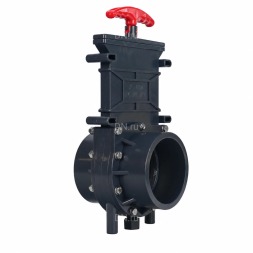 Задвижка шиберная GVKR4344TPV-2W-G-Hт Ду25 Ру1.6 клеевая, с выдвижным штоком, материал корпуса - ПВХ (PVC), шибер - пластик ABS, уплотнение - TPV (ТПВ), с ручкой