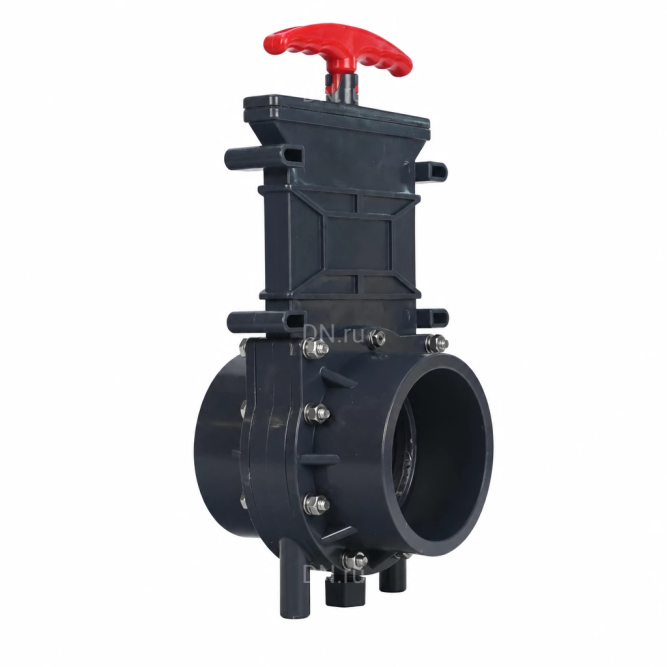 Задвижка шиберная GVKR4344TPV-2W-G-Hт Ду25 Ру1.6 клеевая, с выдвижным штоком, материал корпуса - ПВХ (PVC), шибер - пластик ABS, уплотнение - TPV (ТПВ), с ручкой в Алматы