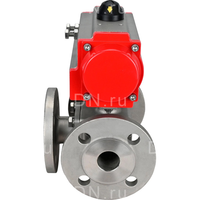 Кран шаровой BV3232P(4pc)-FP-3WL-F Ду15 Ру16 полнопроходной трехходовой, фланцевый, корпус - нержавеющая сталь SS316, с пневмоприводом PA-DA-052 двойного действия в Алматы