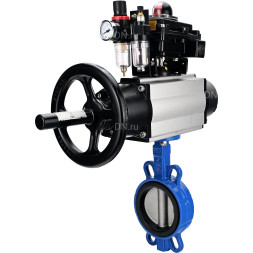 Затвор дисковый поворотный WBV1132N-2W-Fb-H Ду150 Ру16, корпус - чугун GG25, диск - нержавеющая сталь 316L, уплотнение - NBR, с пневмоприводом PA-DA-105-1 двойного действия, пневмораспределителем 4M310-08 DC24V, БКВ APL-410N EX, БПВ AFC2000