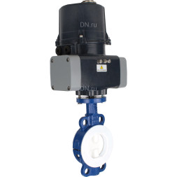 Затвор дисковый поворотный WBV3434Pf-2W-Fb-H Ду125 Ру16 корпус - углеродистая сталь WCB, диск - углеродистая сталь WCB, футерованный PTFE, уплотнение - PTFE, с электроприводом четвертьоборотным QTSA-N-014EM-O0-220VAC с пружинным возвратом