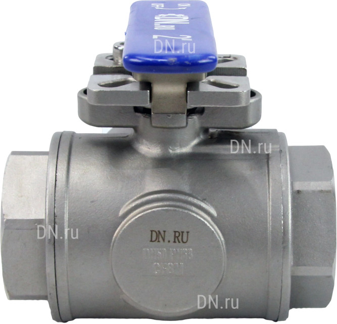 Кран шаровой BV3232P(4pc)-SP-3WT-T-ISO-H Ду100 Ру40, 3-ходовой T-тип стандартнопроходной, внутренняя резьба, уплотнение - PTFE, материал корпуса - нержавеющая сталь SS316 с ISO фланцем и рукояткой в Алматы