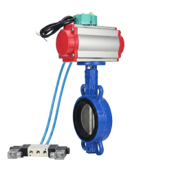 Затвор дисковый поворотный WBV1432N-2W-Fb-H Ду40 Ру16 корпус - чугун GGG50, диск - нержавеющая сталь 316L, уплотнение - NBR, с пневмоприводом PA-SA-083, пневмораспределителем 4V320-10 AC220V и магнитным переключателем ALS200D