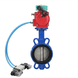 Затвор дисковый поворотный WBV1432N-2W-Fb-H Ду40 Ру16 корпус - чугун GGG50, диск - нержавеющая сталь 316L, уплотнение - NBR, с пневмоприводом PA-SA-083, пневмораспределителем 4V320-10 AC220V и магнитным переключателем ALS200D