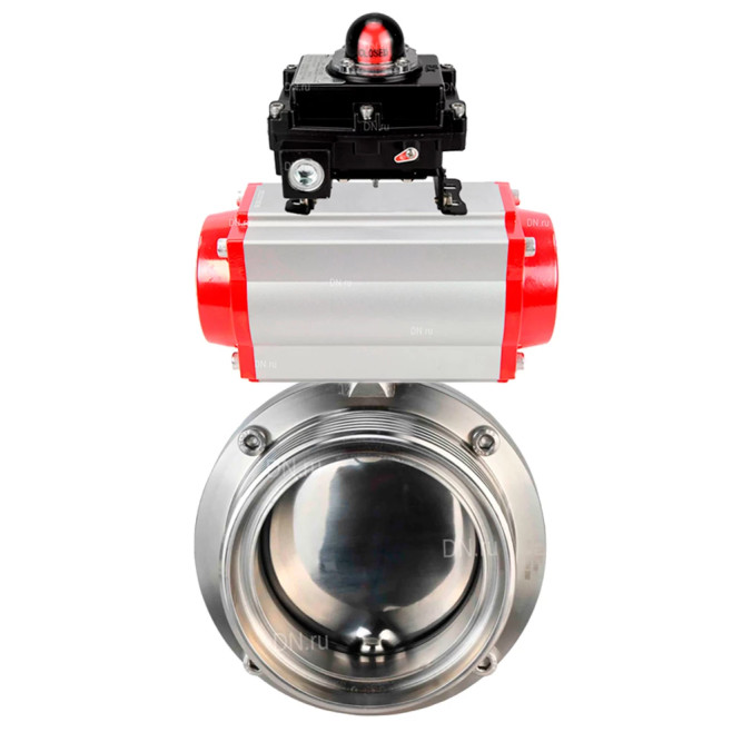 Затвор дисковый поворотный WBV3131E-2W-T-H Ду32 Ру10 резьбовой, пищевая нержавеющая сталь 304, уплотнение – EPDM, с пневмоприводом PA-DA-065 и БКВ APL-410N EX в Алматы