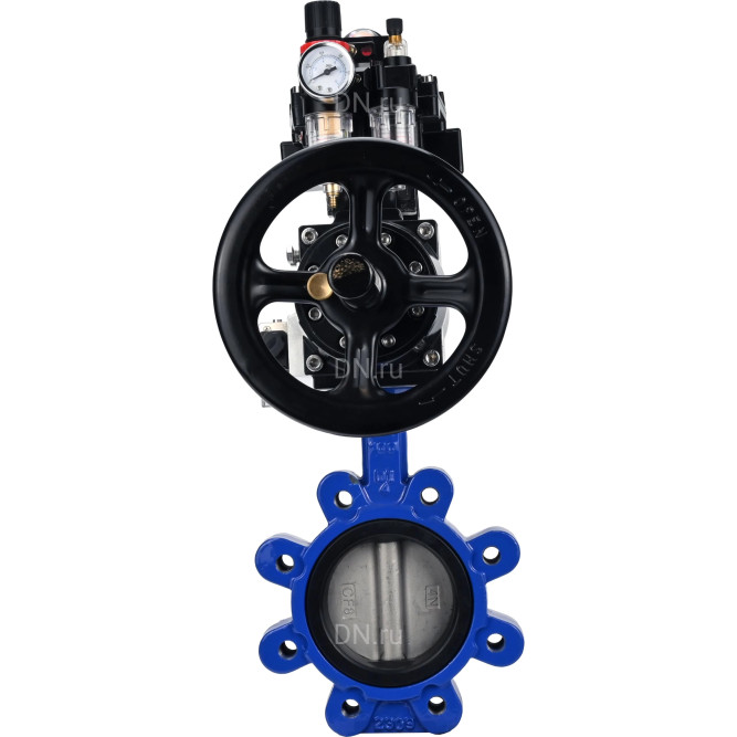 Затвор дисковый поворотный WBV1631N-2W-Fb-H Ду125 Ру16 LUG корпус - чугун QT450, диск - нержавеющая сталь 304, уплотнение - NBR, с пневмоприводом PA-DA-105-1, пневмораспределителем 4M310-08 DC24V, БКВ APL-410N EX и БПВ AFC2000 в Алматы
