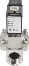 Клапан электромагнитный VS431-ET-NC-24VAC 3/4″ Ду20 Ру16 пилотного действия двухходовой, корпус - сталь нержавеющая 304, присоединение - внутренняя резьба, уплотнение - EPDM, нормально-закрытый, катушка - 24В AC