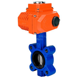 Затвор дисковый поворотный WBV1631E-2W-Fb-H Ду125 Ру16 LUG межфланцевый, корпус - чугун QT450, диск - нержавеющая сталь 304, уплотнение - EPDM, с электроприводом QT-N-015EM-O1-220VAC-У1 220В HARK