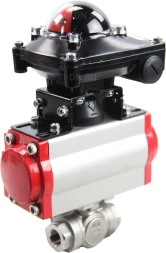 Кран шаровой BV3232P(4pc)-SP-3WL-T-ISO-H Ду10 Ру63 стандартнопроходной трехходовой L-тип, нерж. сталь SS316, внутренняя резьба, уплотнение - PTFE, пн.приводом PA-SA-052, пн.распределителем 4M310-08 DC24V и БКВ APL-210N
