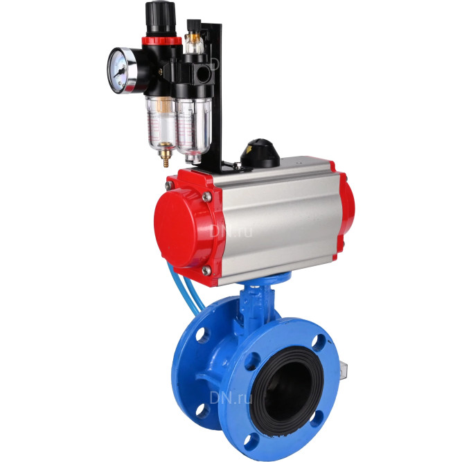 Затвор дисковый поворотный WBV1313E-2W-F-H Ду65 Ру16 фланцевый, корпус - чугун GGG40, диск - чугун GGG40, уплотнение - EPDM, с пневмоприводом PA-DA-105, пневмораспределителем 4V320-08 AC220V и БПВ AFC2000 в Алматы