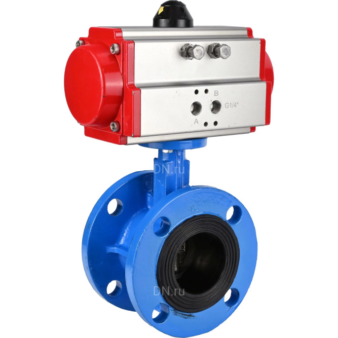 Затвор дисковый поворотный WBV1313E-2W-F-H Ду80 Ру16 фланцевый, корпус - чугун GGG40, диск - чугун GGG40, уплотнение - EPDM, с пневмоприводом PA-DA-105 двойного действия в Алматы