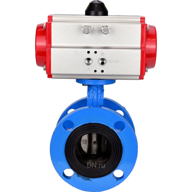 Затвор дисковый поворотный WBV1313E-2W-F-H Ду80 Ру16 фланцевый, корпус - чугун GGG40, диск - чугун GGG40, уплотнение - EPDM, с пневмоприводом PA-DA-105 двойного действия в Алматы