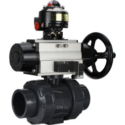 Кран шаровой BV4242E-FP-GRM-ISO Дн65 Ру10 полнопроходной, корпус - НПВХ, шар - НПВХ, уплотнение - EPDM, с пневмоприводом PA-DA-105-1, пневмораспределителем 4M310-08 DC24V и БКВ APL-510N EX