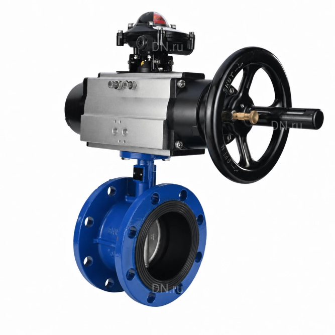 Затвор дисковый поворотный WBV1331E-2W-F-H Ду80 Ру16 фланцевый, корпус - чугун GGG40, диск - нержавеющая сталь 304, уплотнение - EPDM, с пневмоприводом PA-DA-105-1 и БКВ APL-210N в Алматы