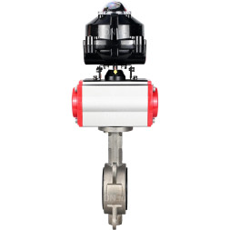 Затвор дисковый поворотный WBV3131N-2W-Fb-H Ду100 Ру16, корпус - нержавеющая сталь 304, диск - нержавеющая сталь 304, уплотнение - NBR, с пневмоприводом PA-DA-083 и БКВ APL-510N EX