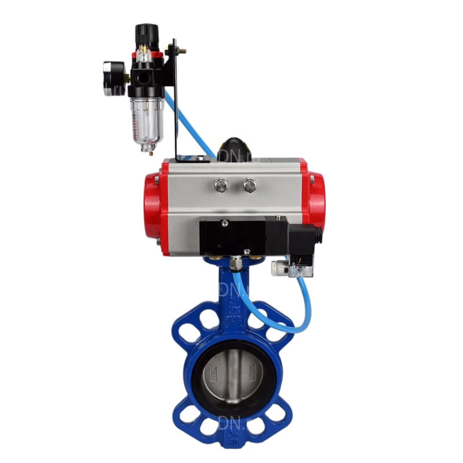 Затвор дисковый поворотный WBV1413E-2W-Fb-H Ду150 Ру16, корпус - чугун GGG50, диск - чугун GGG40, уплотнение - EPDM, с пневмоприводом PA-DA-105 двойного действия, пневмораспределителем 4M310-08 DC24V, БПВ AFC2000 в Алматы