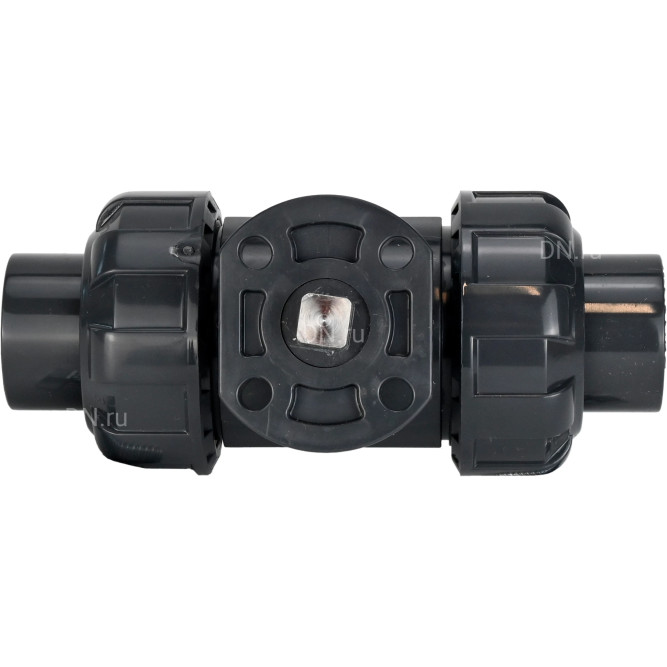 Кран шаровой BV4242E-FP-GRM-ISO Дн100 Ру10 полнопроходной, клеевой с разборным муфтовым соединением, корпус - UPVC (НПВХ), шар - UPVC (НПВХ), уплотнение - EPDM, с ISO-фланцем и голым штоком квадратным в Алматы