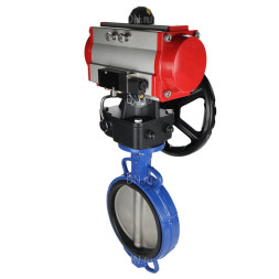 Затвор дисковый поворотный WBV1432E-2W-Fb-H Ду200 Ру16, корпус - чугун GGG50, диск - нержавеющая сталь 316L, уплотнение - EPDM, с пневмоприводом PA-DA-130, пневмораспределителем 4M310-08 AC220V, ручным дублером MON3-700-T38-ISO
