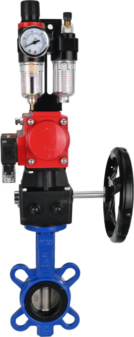 Затвор дисковый поворотный WBV1132N-2W-Fb-H Ду200 Ру16, корпус - чугун GG25, диск - нержавеющая сталь 316L, уплотнение - NBR, с пневмоприводом PA-DA-130, пневмораспределителем 4M310-08 DC24V, ручным дублером MON3-700-T38-ISO, БПВ AFC2000 в Алматы