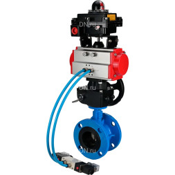 Затвор дисковый поворотный WBV1313E-2W-F-H Ду200 Ру16, корпус - чугун GGG40, диск - чугун GGG40, уплотнение - EPDM, с пневмоприводом PA-DA-140, пневмораспределителем 4M320-10 AC220V, ручным дублером MON2-450-T28-ISO и БКВ APL-410N EX