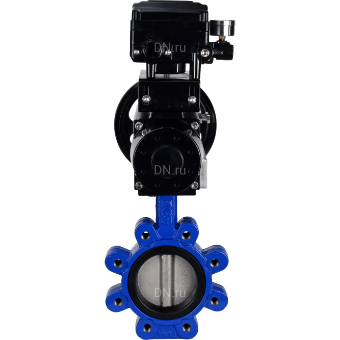 Затвор дисковый поворотный WBV1631N-2W-Fb-H Ду125 Ру16 LUG корпус - чугун QT450, диск - нержавеющая сталь 304, уплотнение - NBR, с пневмоприводом PA-DA-105-1 и позиционером YT-1000RSN без обратной связи в Алматы
