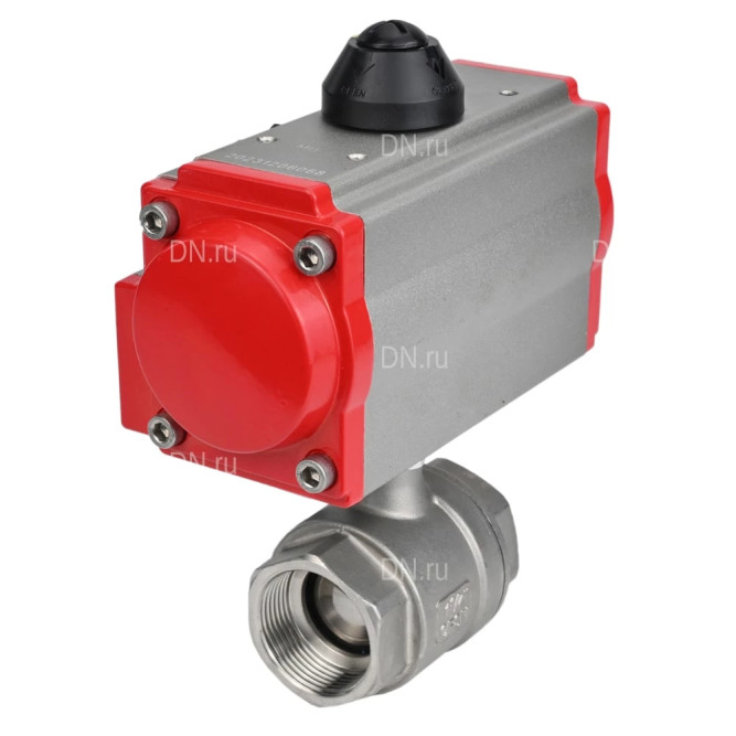 Кран шаровой BV3232P(2pc)-FP-T-ISO-H Ду15 Ру63 полнопроходной двухходовой, нержавеющая сталь 316, внутренняя резьба, уплотнение - PTFE, с пневмоприводом PA-SA-052 с возвратными пружинами в Алматы