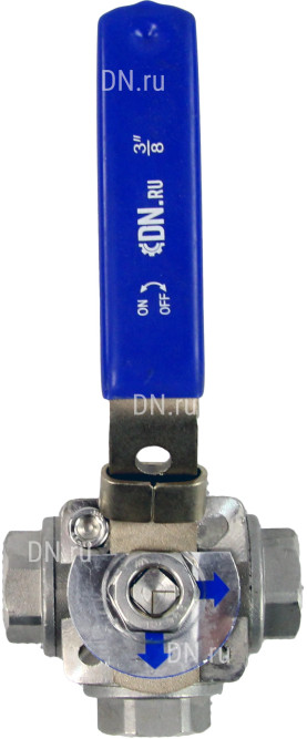 Кран шаровой BV3232P(4pc)-SP-3WL-T-ISO-H Ду20 Ру63, 3-ходовой L-тип стандартнопроходной, внутренняя резьба, уплотнение - PTFE, материал корпуса - нержавеющая сталь SS316 с ISO фланцем и рукояткой в Алматы