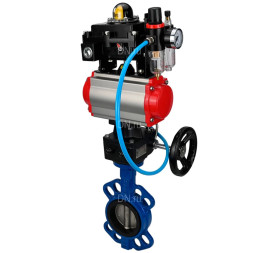 Затвор дисковый поворотный WBV1413E-2W-Fb-H Ду150 Ру16, корпус - чугун GGG50, диск - чугун GGG40, EPDM, с пневмоприводом PA-DA-105, пневмораспределителем 4M310-08 DC24V, БКВ APL-410N EX, ручным дублером MON3-700-T38-ISO, БПВ AFC2000