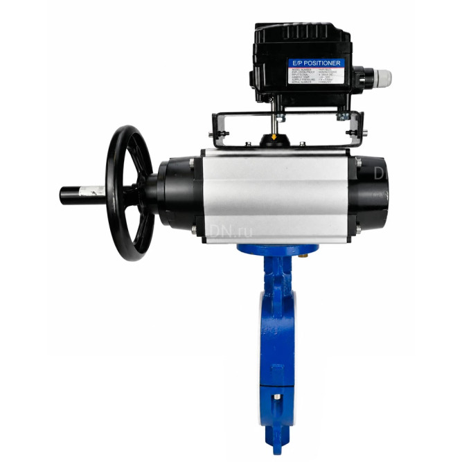 Затвор дисковый поворотный WBV3434Pf-2W-Fb-R Ду200 Ру16, корпус - углеродистая сталь WCB, диск - углеродистая сталь WCB, футерованный PTFE, уплотнение - PTFE, с пневмоприводом PA-DA-105-1 и позиционером YT-1000RSN без обратной связи в Алматы